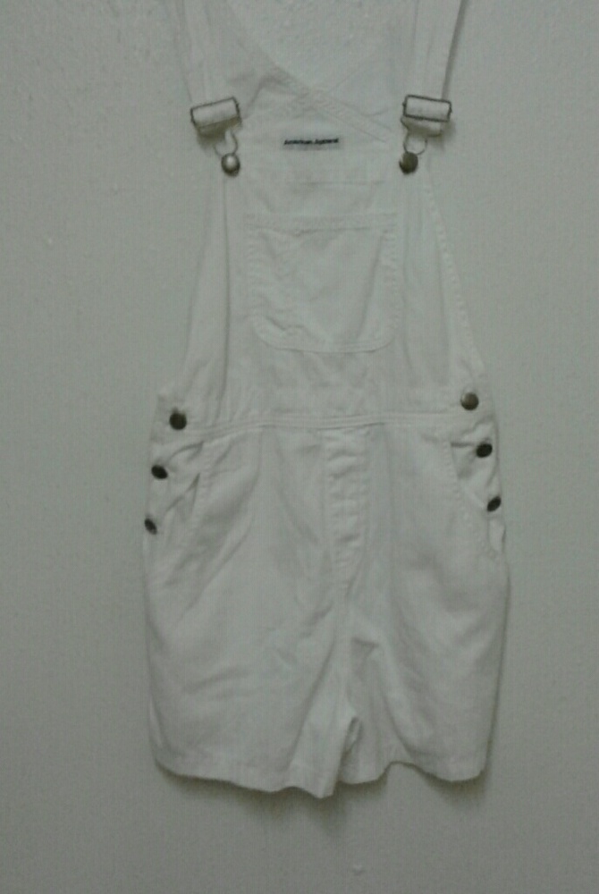 American Apparel white overalls romper jumpsuit